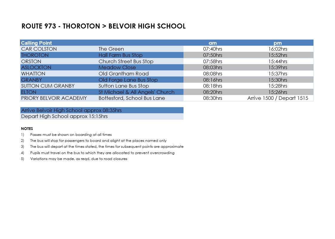 Sharpes of Nottingham Timetable